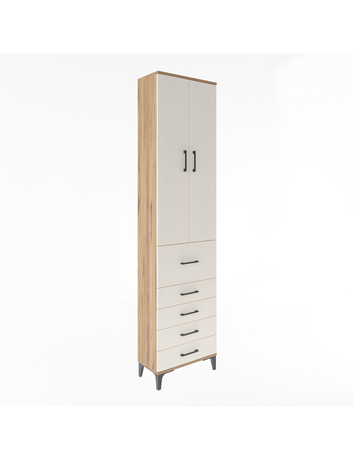 Arges Dolap 4 Raflı 5 Çekmeceli 2 Kapaklı 60x30x243 - S32M027V7A