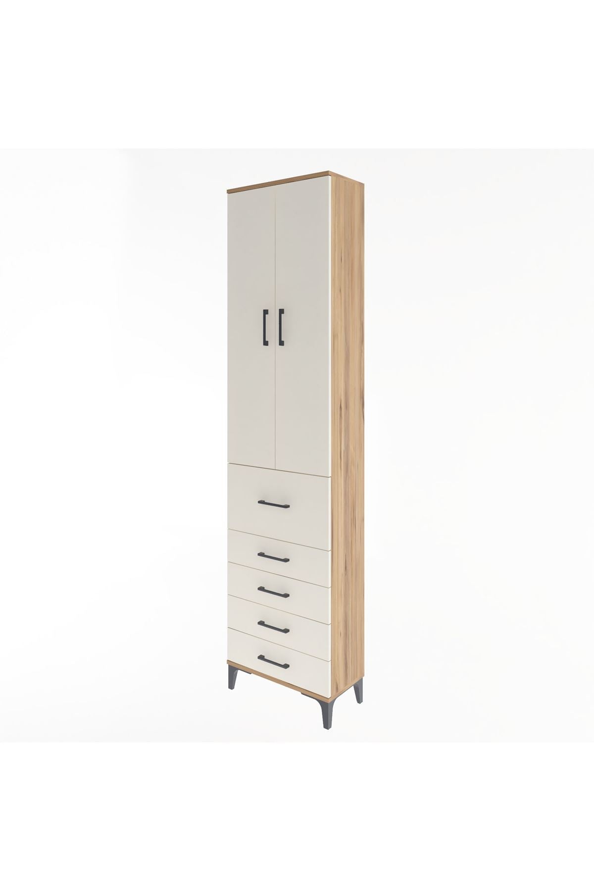 Arges Dolap 4 Raflı 5 Çekmeceli 2 Kapaklı 60x30x243 - S32M027V7A