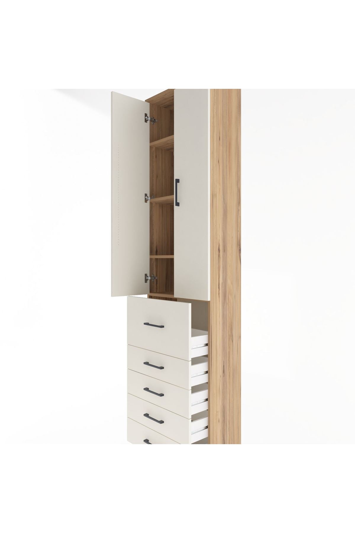 Arges Dolap 4 Raflı 5 Çekmeceli 2 Kapaklı 60x30x243 - S32M027V7A