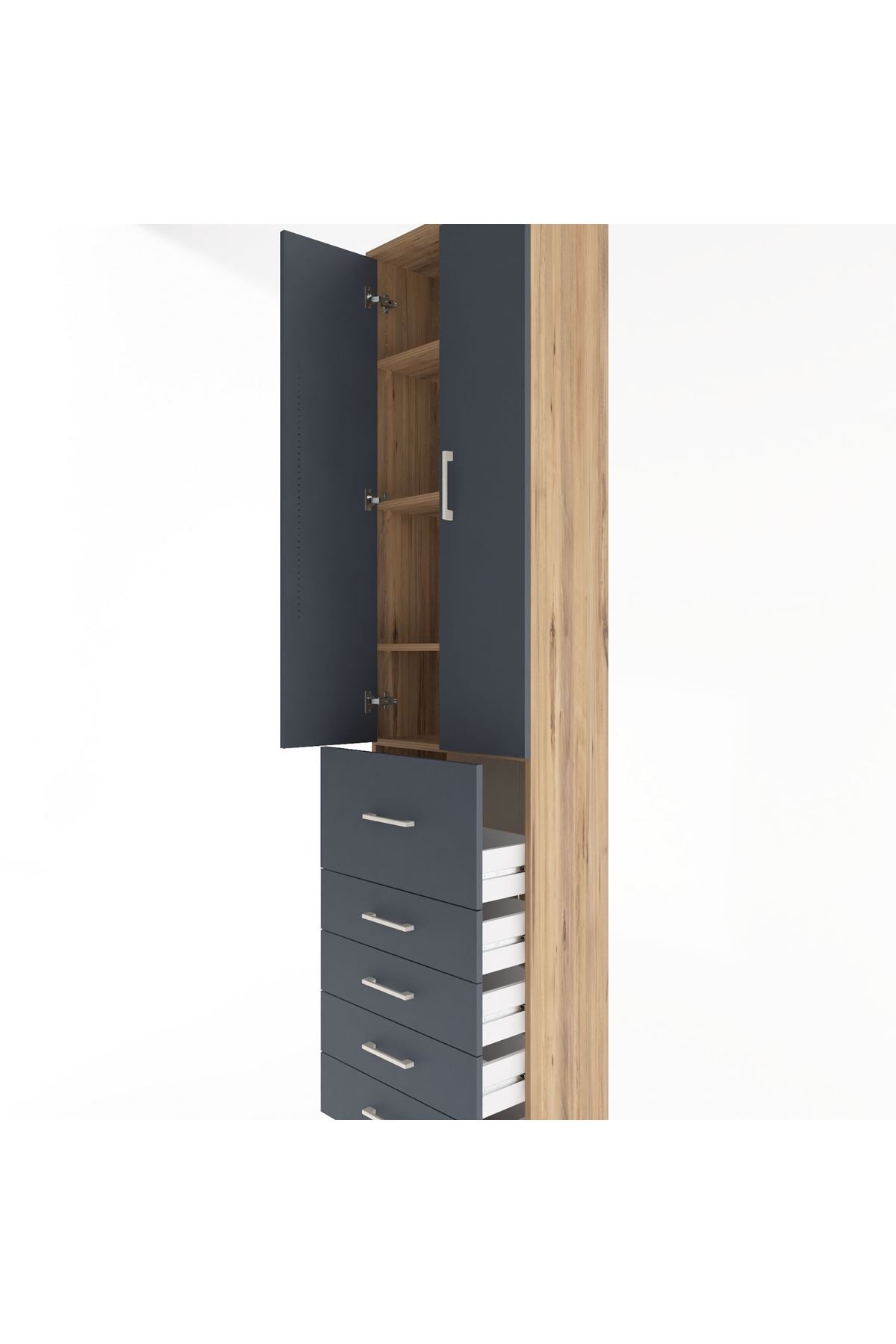 Arges Dolap 4 Raflı 5 Çekmeceli 2 Kapaklı 60x30x243 - S32M027V8A