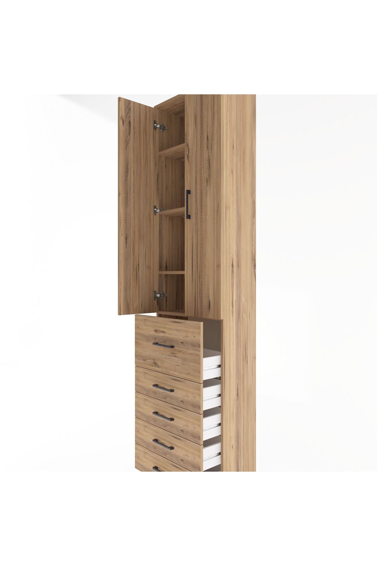 Arges Dolap 4 Raflı 5 Çekmeceli 2 Kapaklı 60x30x243 - S32M027V9A