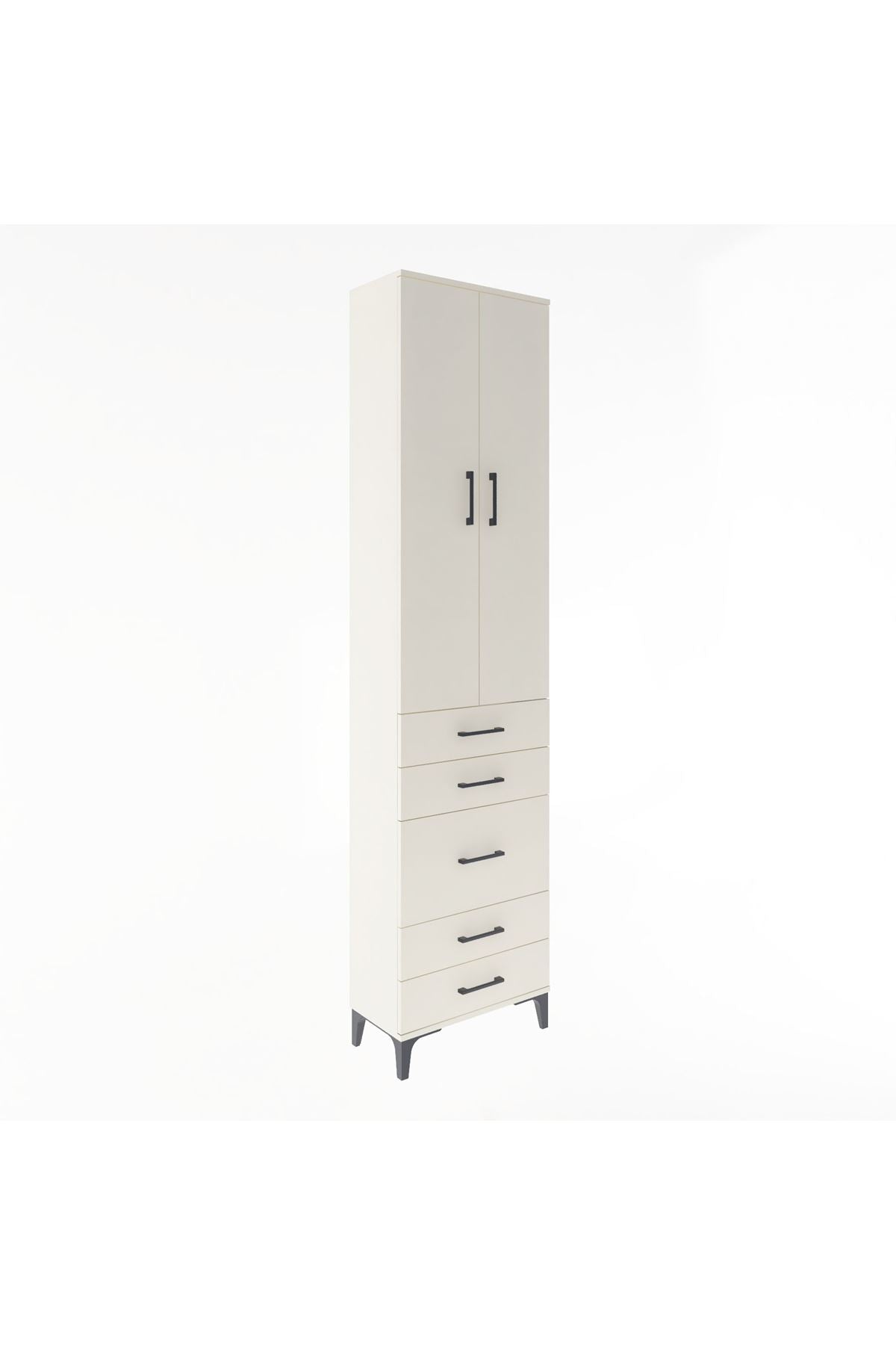 Arges Dolap 4 Raflı 5 Çekmeceli 2 Kapaklı 60x30x243 - S32M028V1A