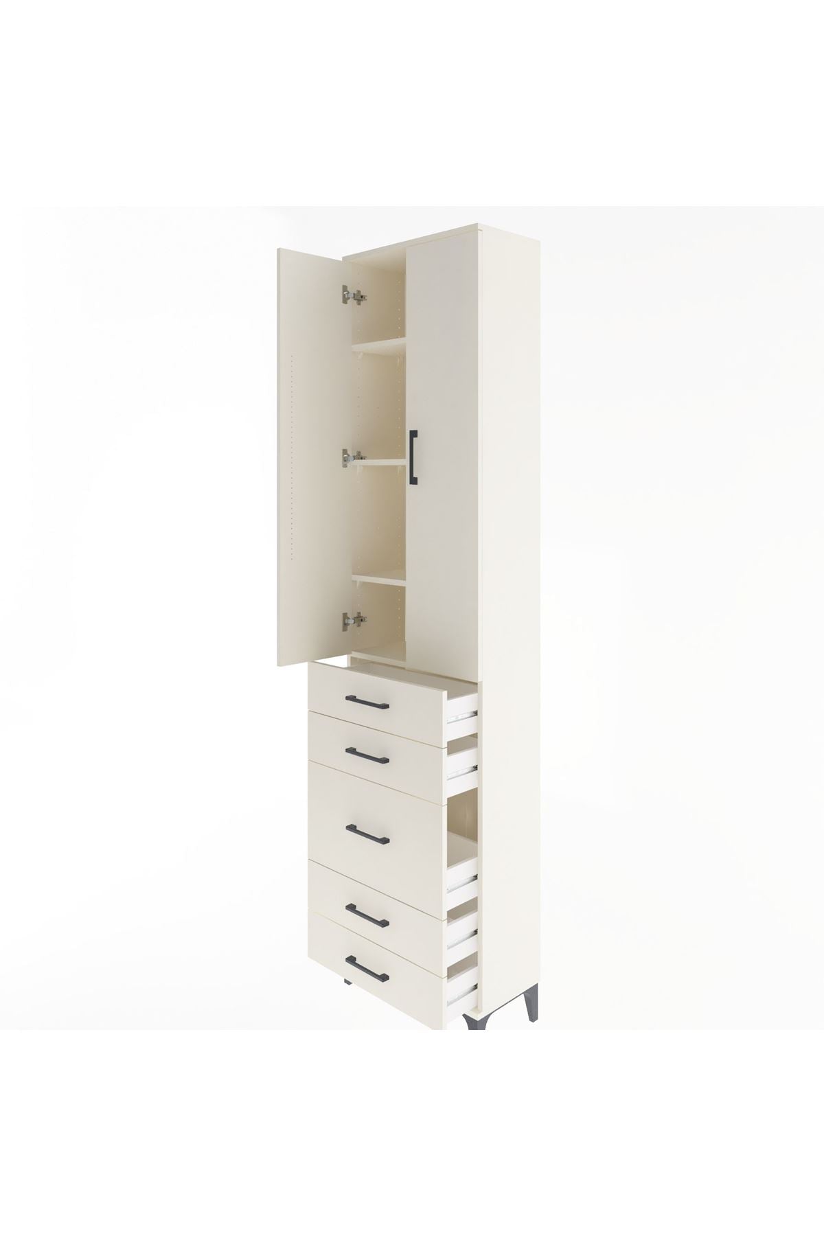 Arges Dolap 4 Raflı 5 Çekmeceli 2 Kapaklı 60x30x243 - S32M028V1A
