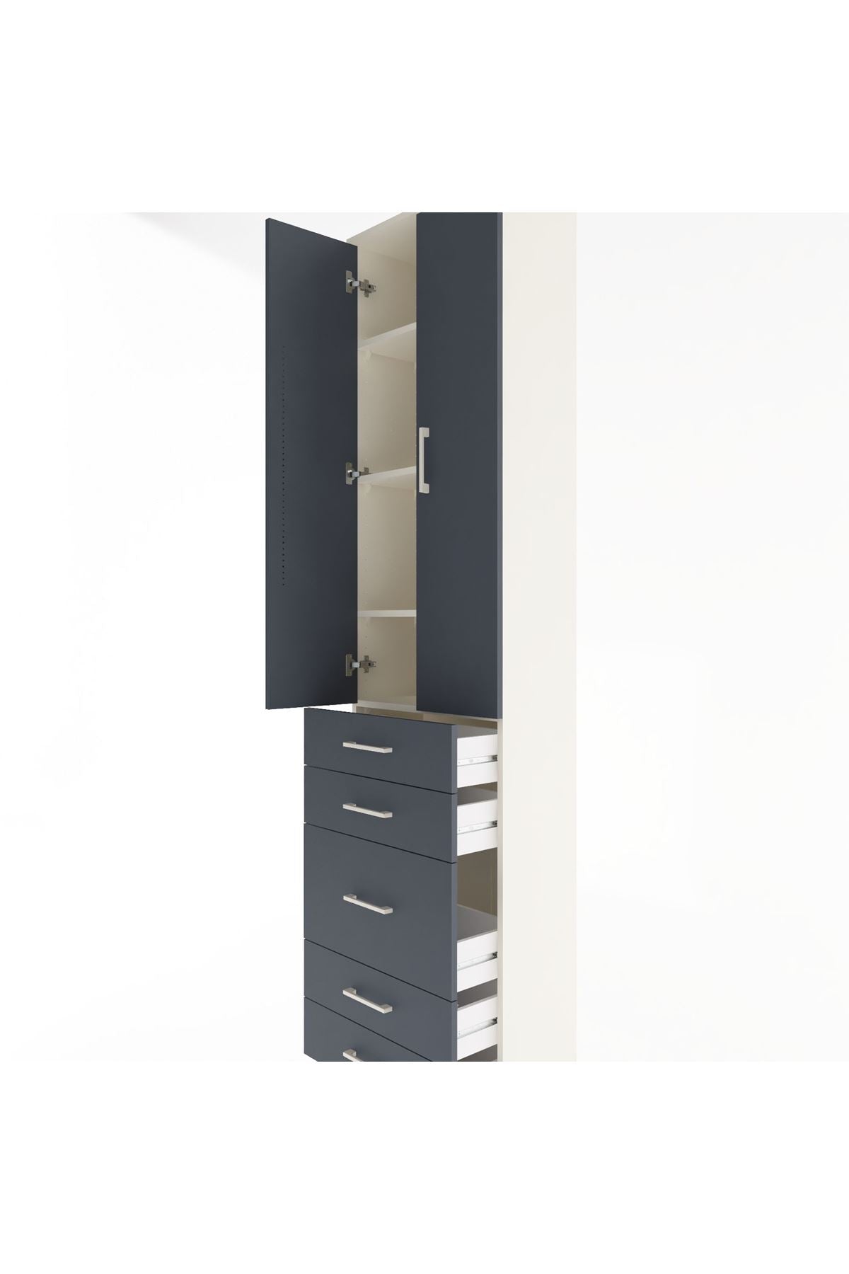 Arges Dolap 4 Raflı 5 Çekmeceli 2 Kapaklı 60x30x243 - S32M028V2A