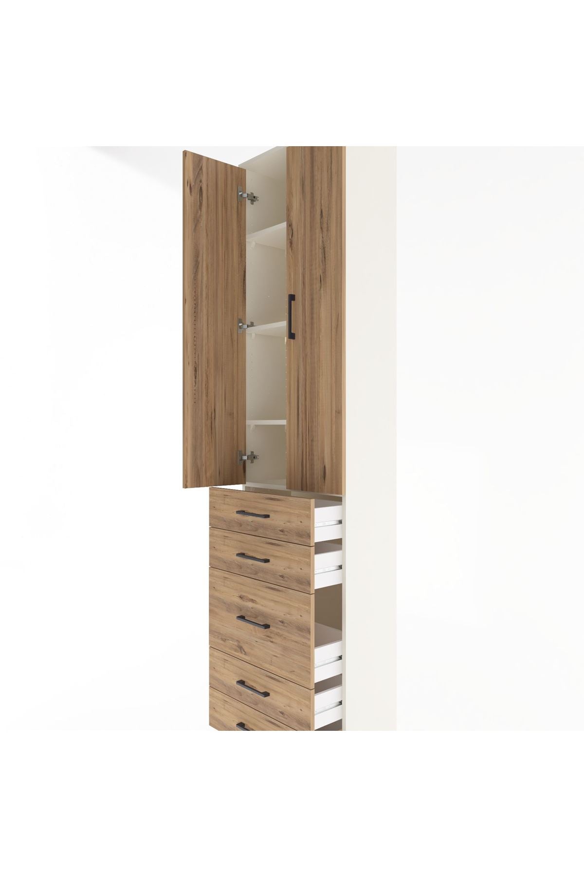 Arges Dolap 4 Raflı 5 Çekmeceli 2 Kapaklı 60x30x243 - S32M028V3A