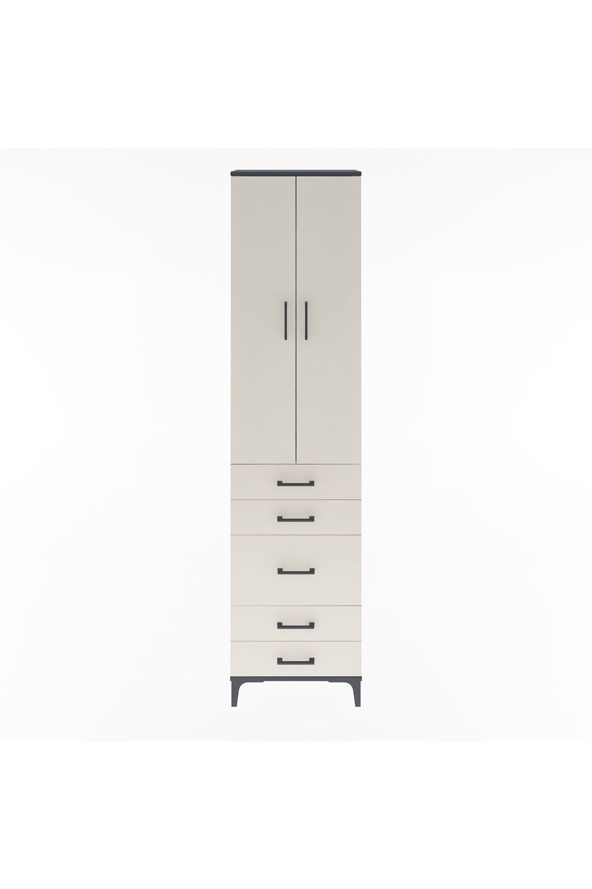 Arges Dolap 4 Raflı 5 Çekmeceli 2 Kapaklı 60x30x243 - S32M028V4A