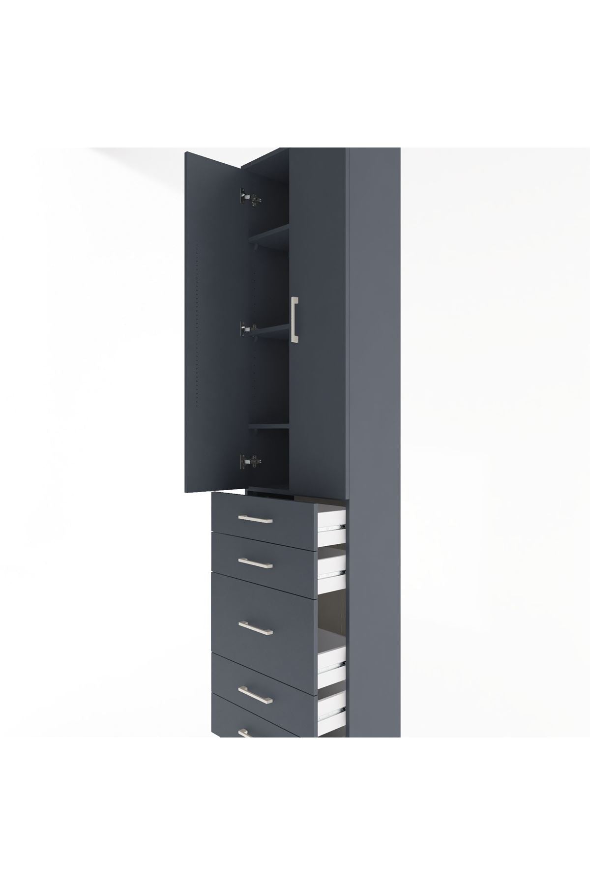 Arges Dolap 4 Raflı 5 Çekmeceli 2 Kapaklı 60x30x243 - S32M028V5A