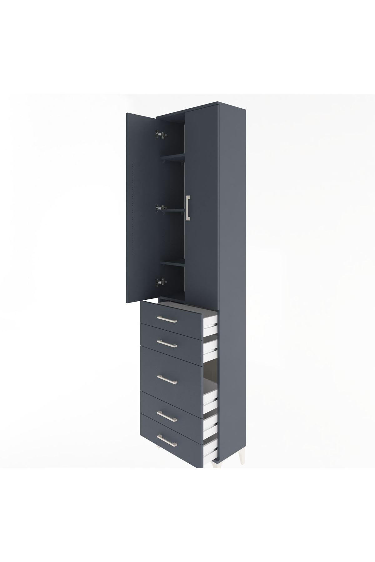 Arges Dolap 4 Raflı 5 Çekmeceli 2 Kapaklı 60x30x243 - S32M028V5A