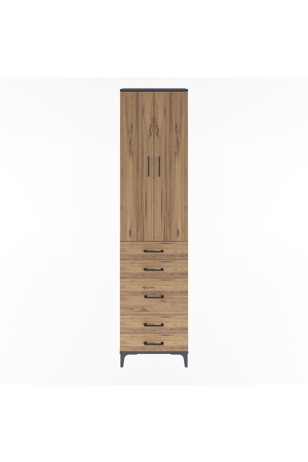 Arges Dolap 4 Raflı 5 Çekmeceli 2 Kapaklı 60x30x243 - S32M028V6A