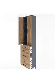 Arges Dolap 4 Raflı 5 Çekmeceli 2 Kapaklı 60x30x243 - S32M028V6A