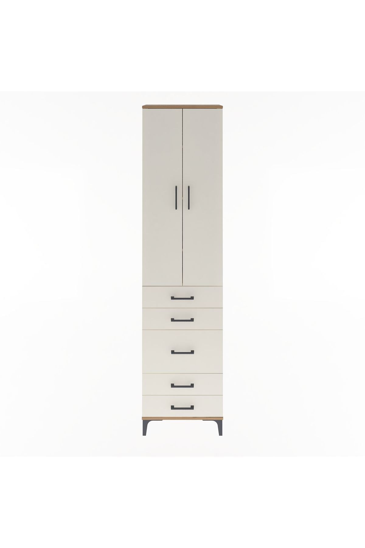 Arges Dolap 4 Raflı 5 Çekmeceli 2 Kapaklı 60x30x243 - S32M028V7A