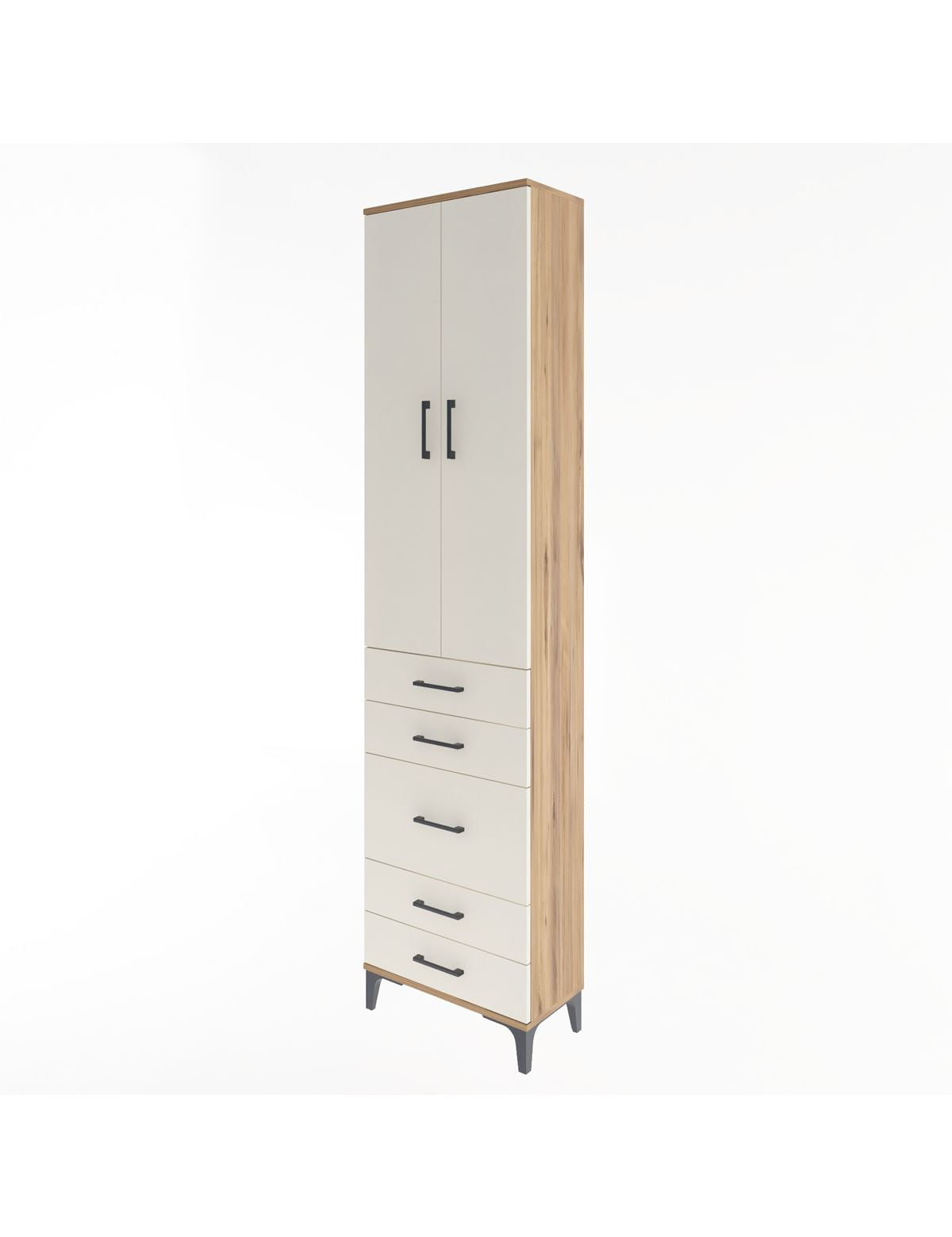 Arges Dolap 4 Raflı 5 Çekmeceli 2 Kapaklı 60x30x243 - S32M028V7A