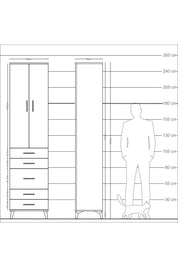 Arges Dolap 4 Raflı 5 Çekmeceli 2 Kapaklı 60x30x243 - S32M028V7A