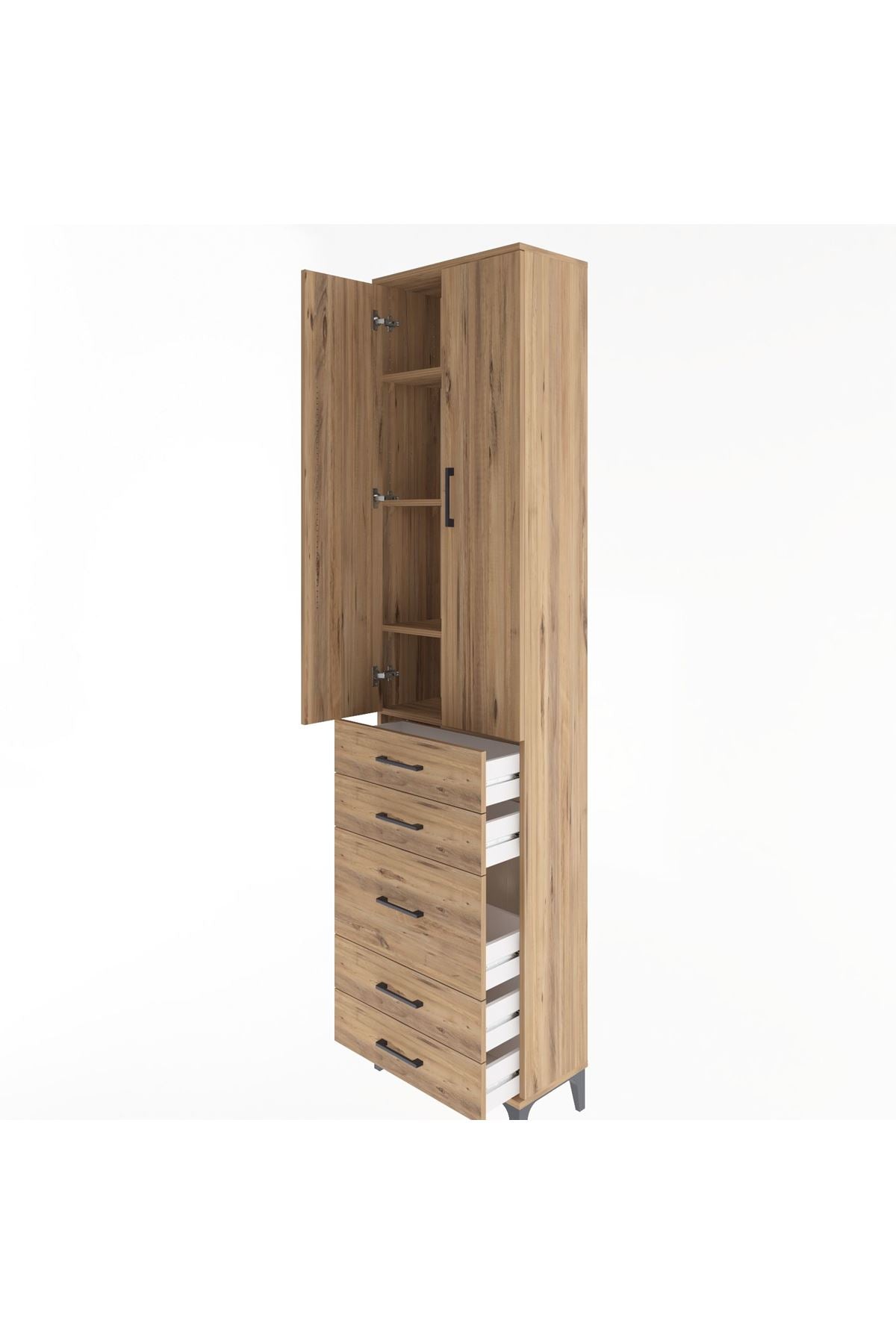 Arges Dolap 4 Raflı 5 Çekmeceli 2 Kapaklı 60x30x243 - S32M028V9A