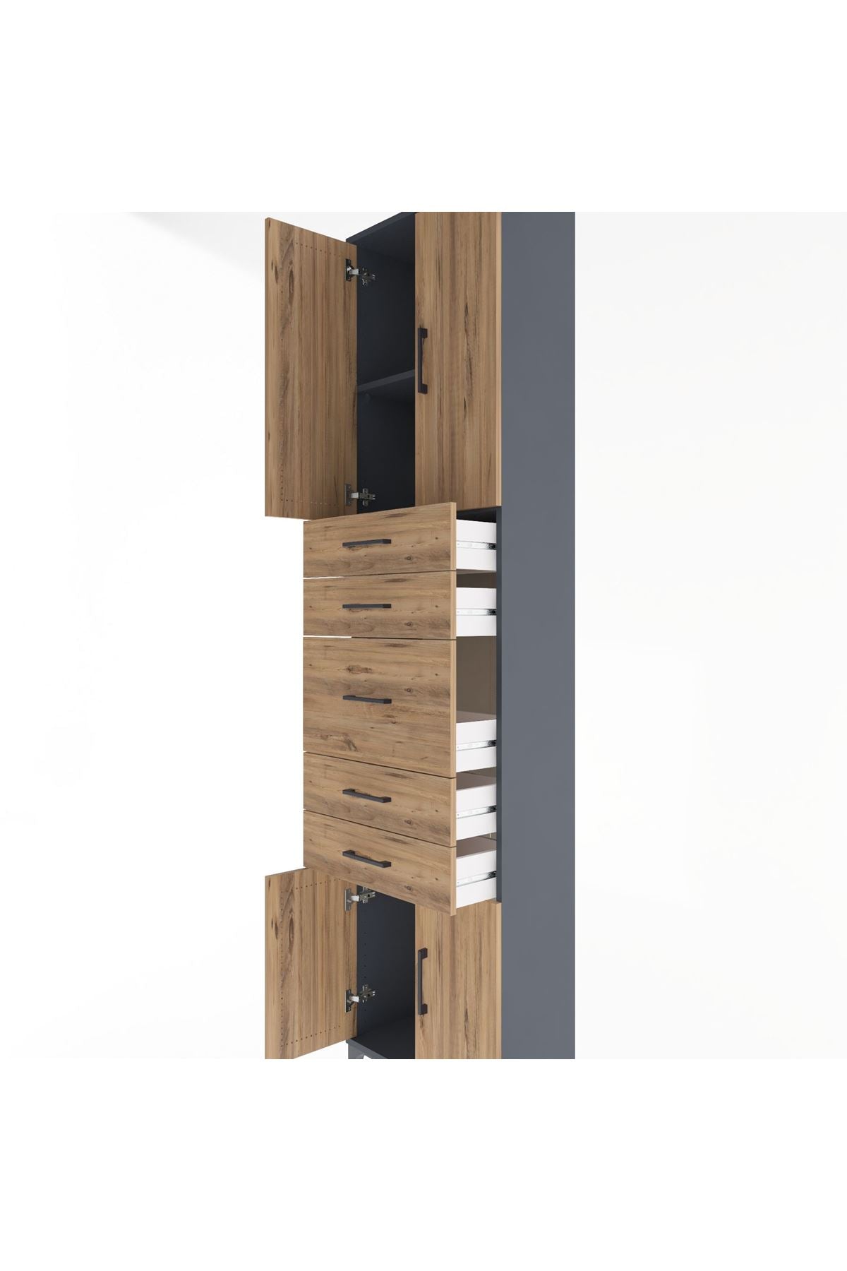 Arges Dolap 2 Raflı 5 Çekmeceli 4 Kapaklı 60x30x243 - S32M029V6A