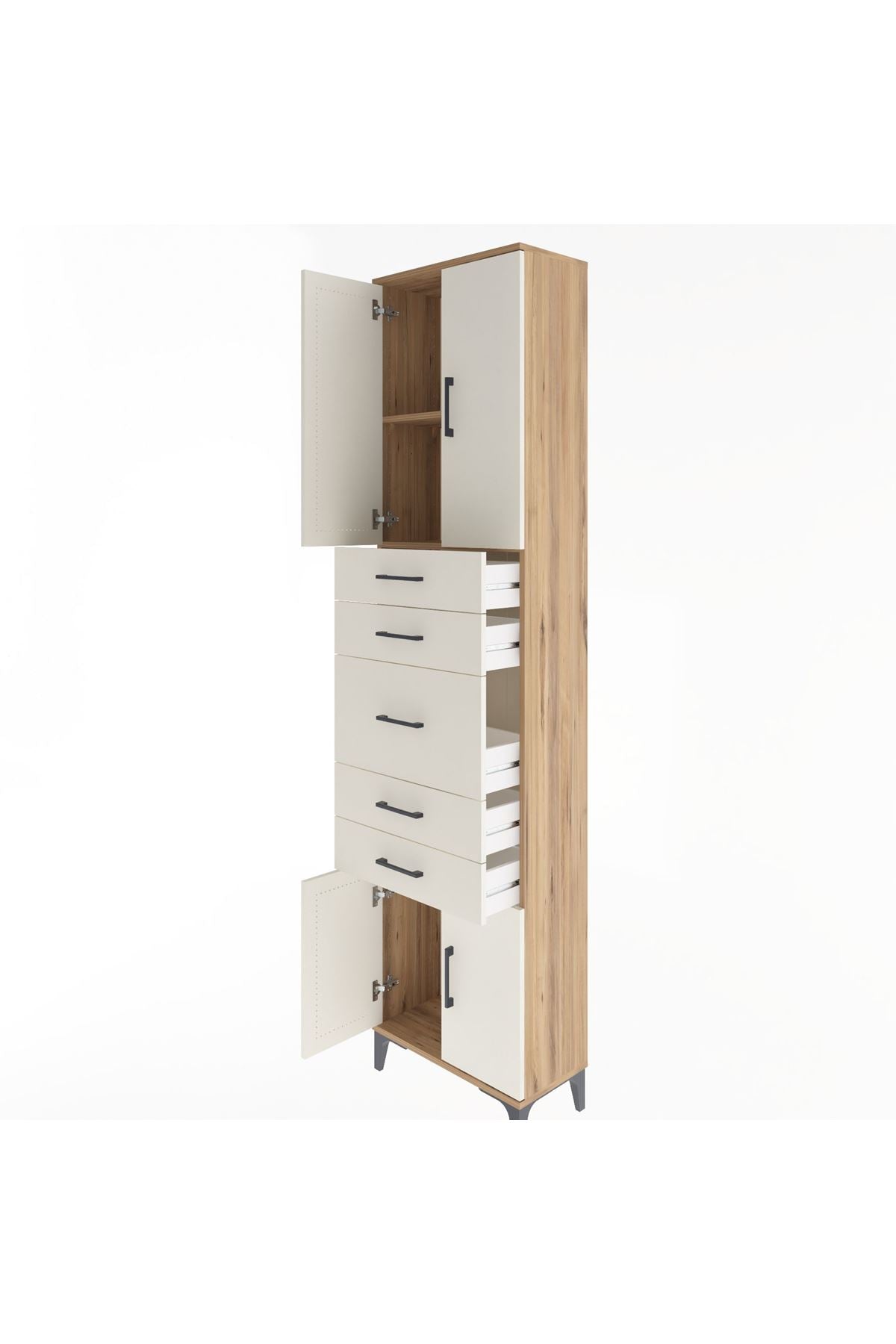 Arges Dolap 2 Raflı 5 Çekmeceli 4 Kapaklı 60x30x243 - S32M029V7A