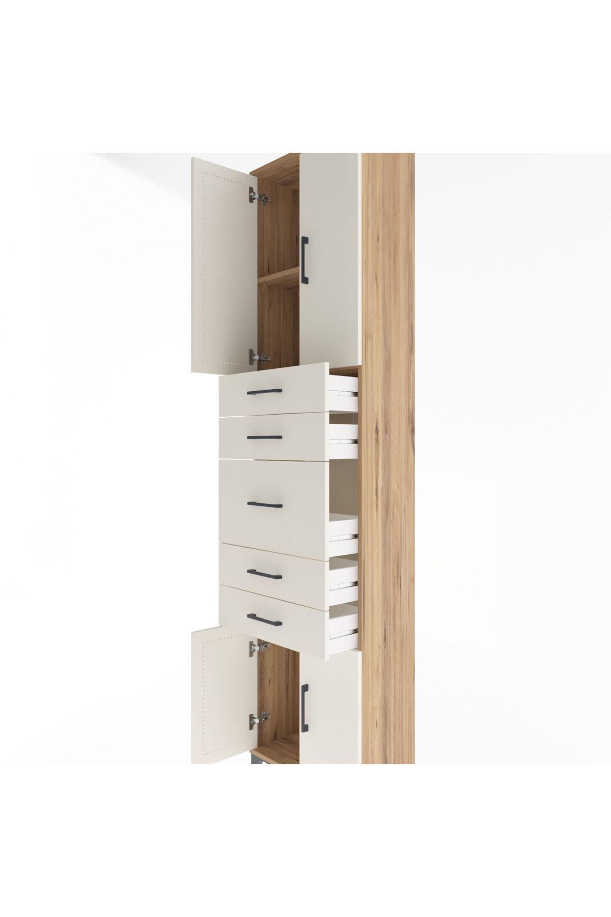 Arges Dolap 2 Raflı 5 Çekmeceli 4 Kapaklı 60x30x243 - S32M029V7A