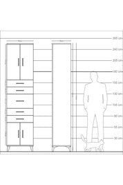 Arges Dolap 2 Raflı 5 Çekmeceli 4 Kapaklı 60x30x243 - S32M029V8A