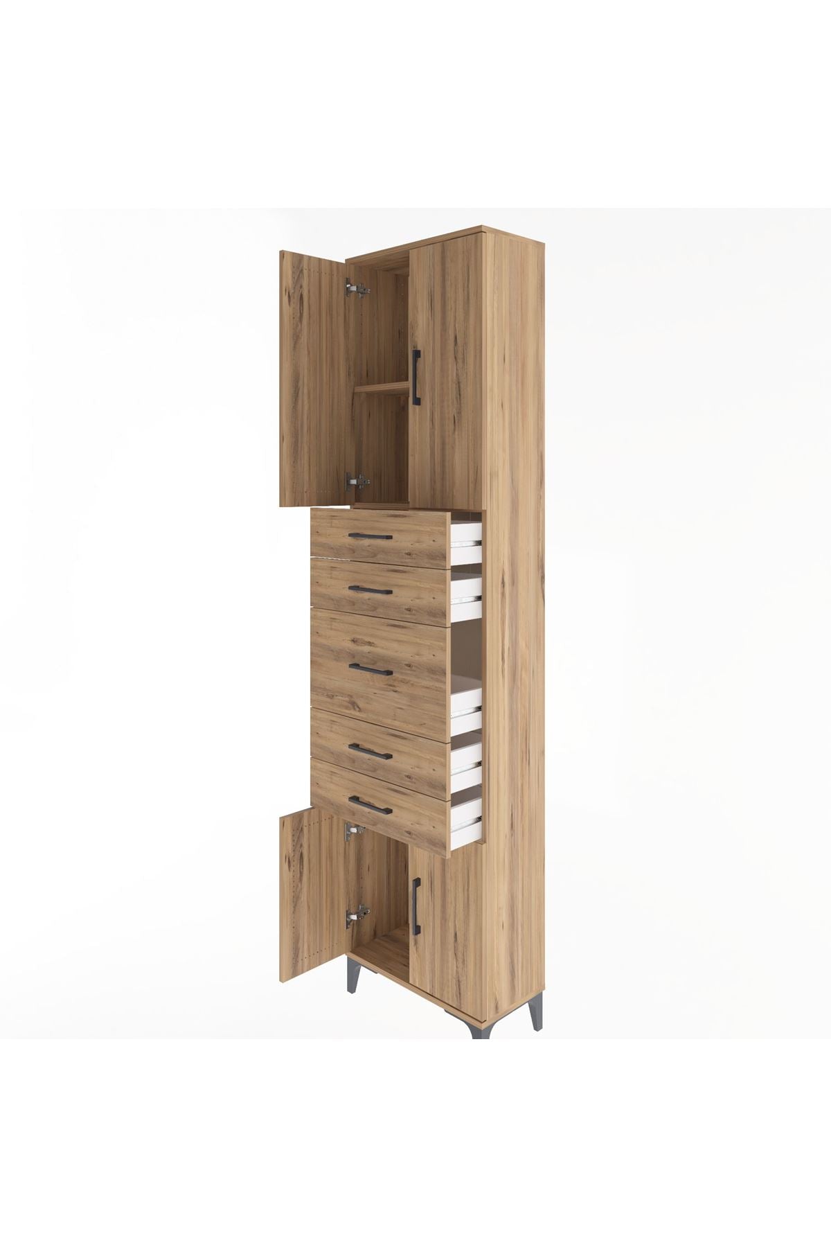 Arges Dolap 2 Raflı 5 Çekmeceli 4 Kapaklı 60x30x243 - S32M029V9A
