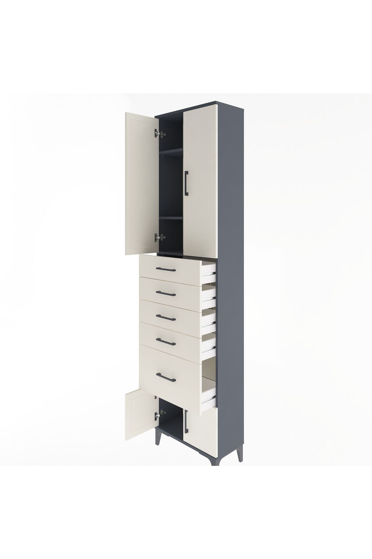 Arges Dolap 3 Raflı 5 Çekmeceli 4 Kapaklı 60x30x243 - S32M030V4A