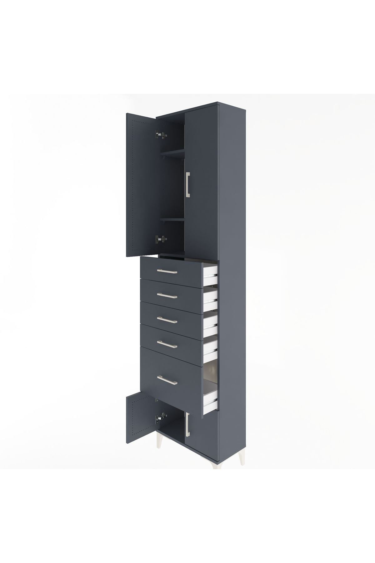 Arges Dolap 3 Raflı 5 Çekmeceli 4 Kapaklı 60x30x243 - S32M030V5A