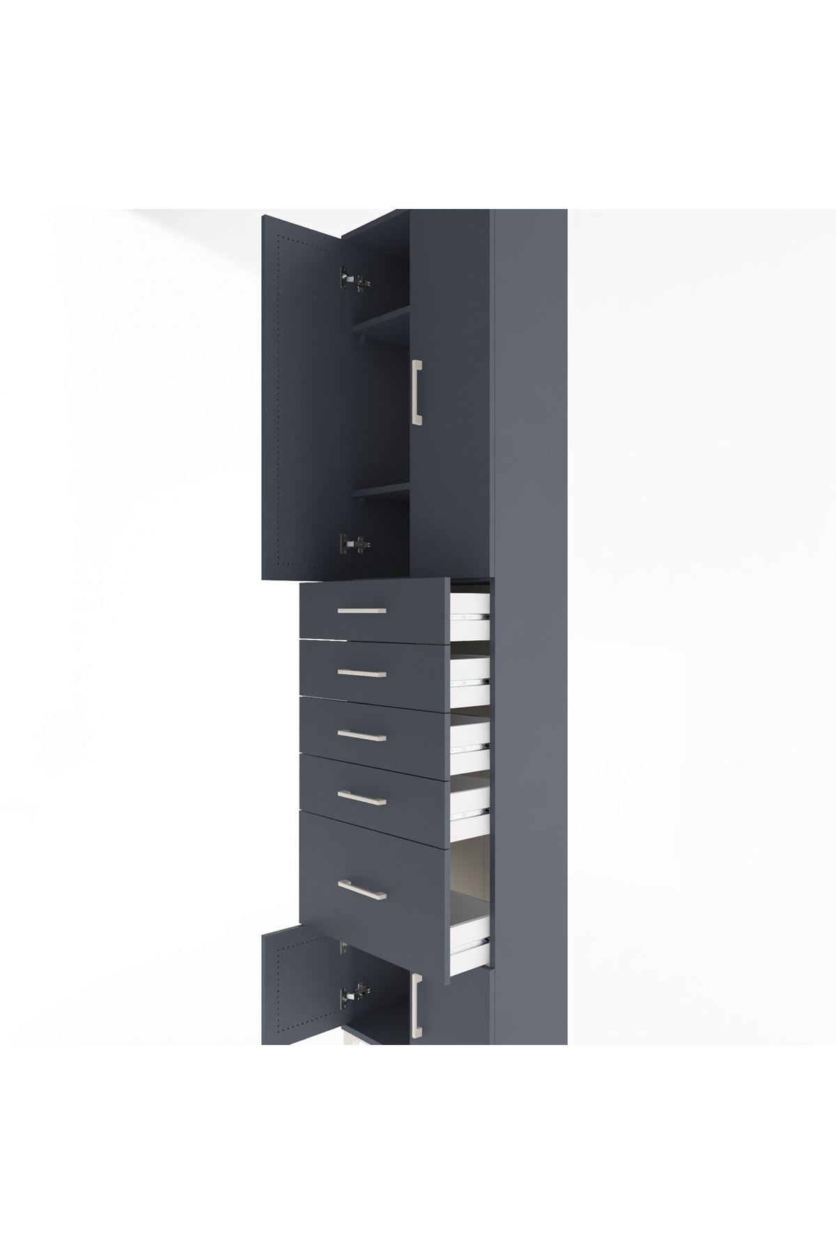 Arges Dolap 3 Raflı 5 Çekmeceli 4 Kapaklı 60x30x243 - S32M030V5A