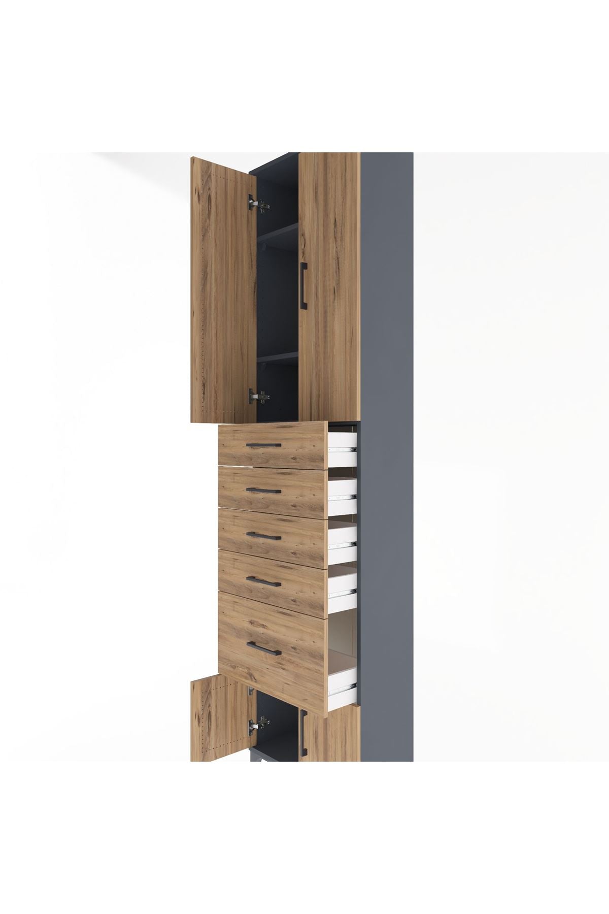 Arges Dolap 3 Raflı 5 Çekmeceli 4 Kapaklı 60x30x243 - S32M030V6A