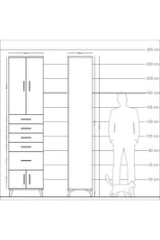 Arges Dolap 3 Raflı 5 Çekmeceli 4 Kapaklı 60x30x243 - S32M030V6A