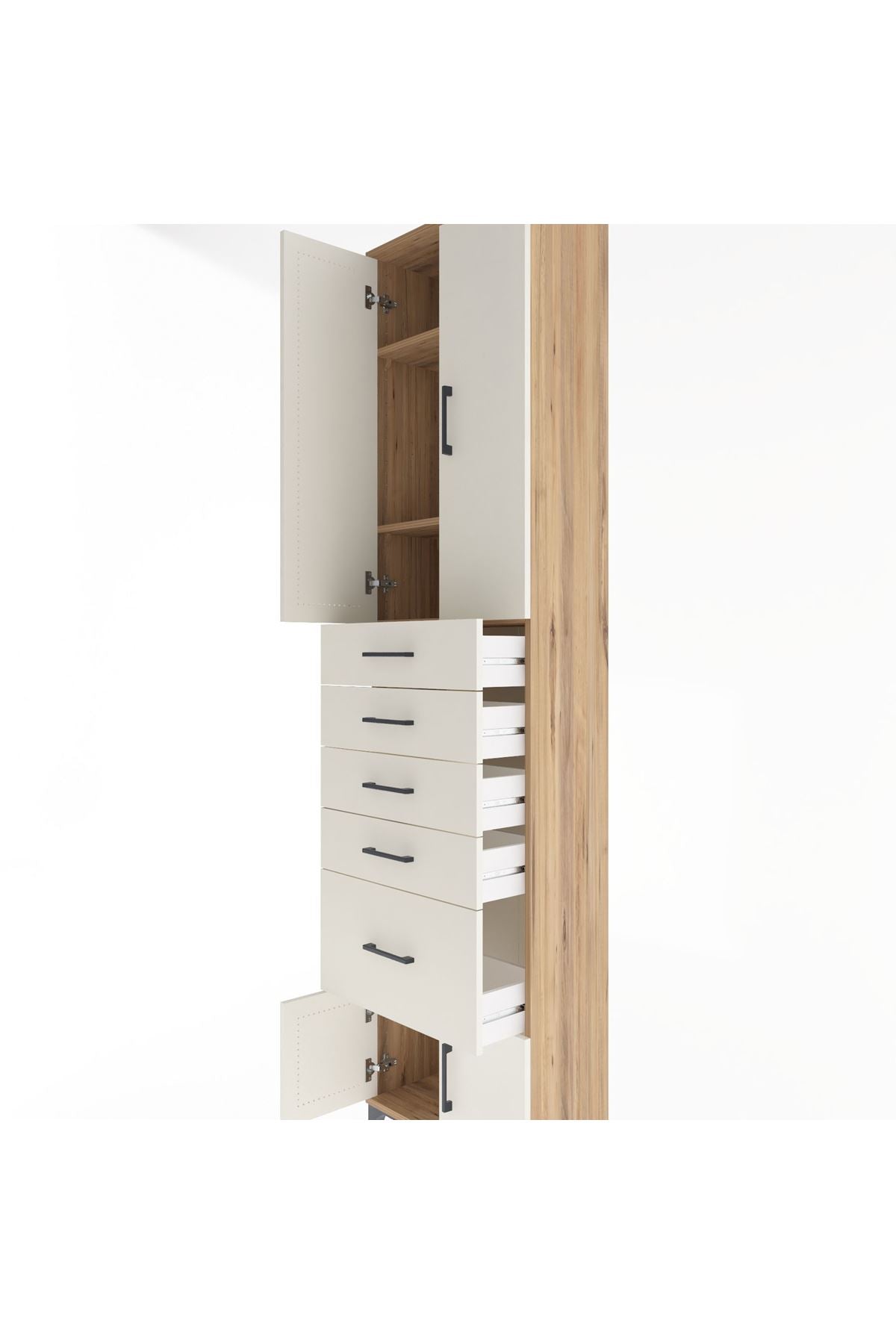 Arges Dolap 3 Raflı 5 Çekmeceli 4 Kapaklı 60x30x243 - S32M030V7A