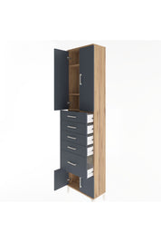 Arges Dolap 3 Raflı 5 Çekmeceli 4 Kapaklı 60x30x243 - S32M030V8A
