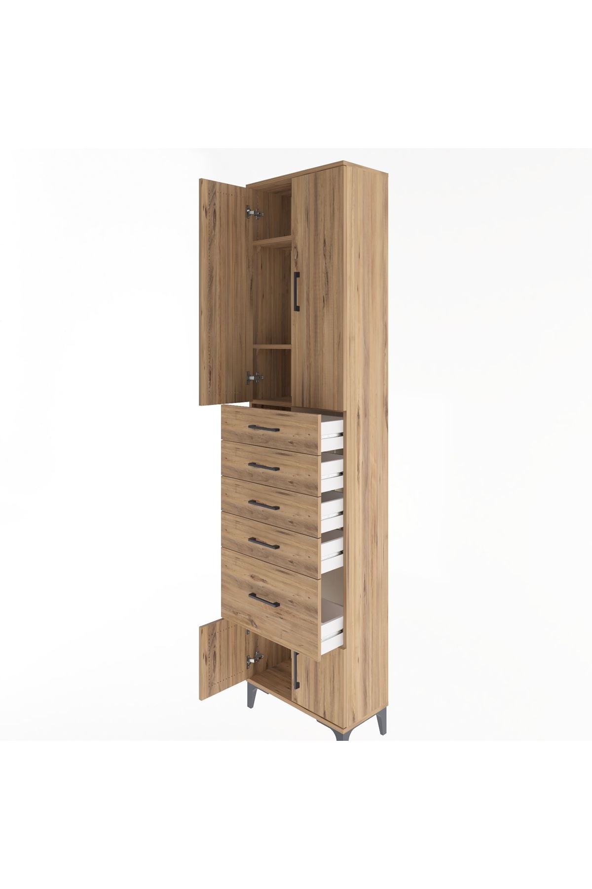 Arges Dolap 3 Raflı 5 Çekmeceli 4 Kapaklı 60x30x243 - S32M030V9A
