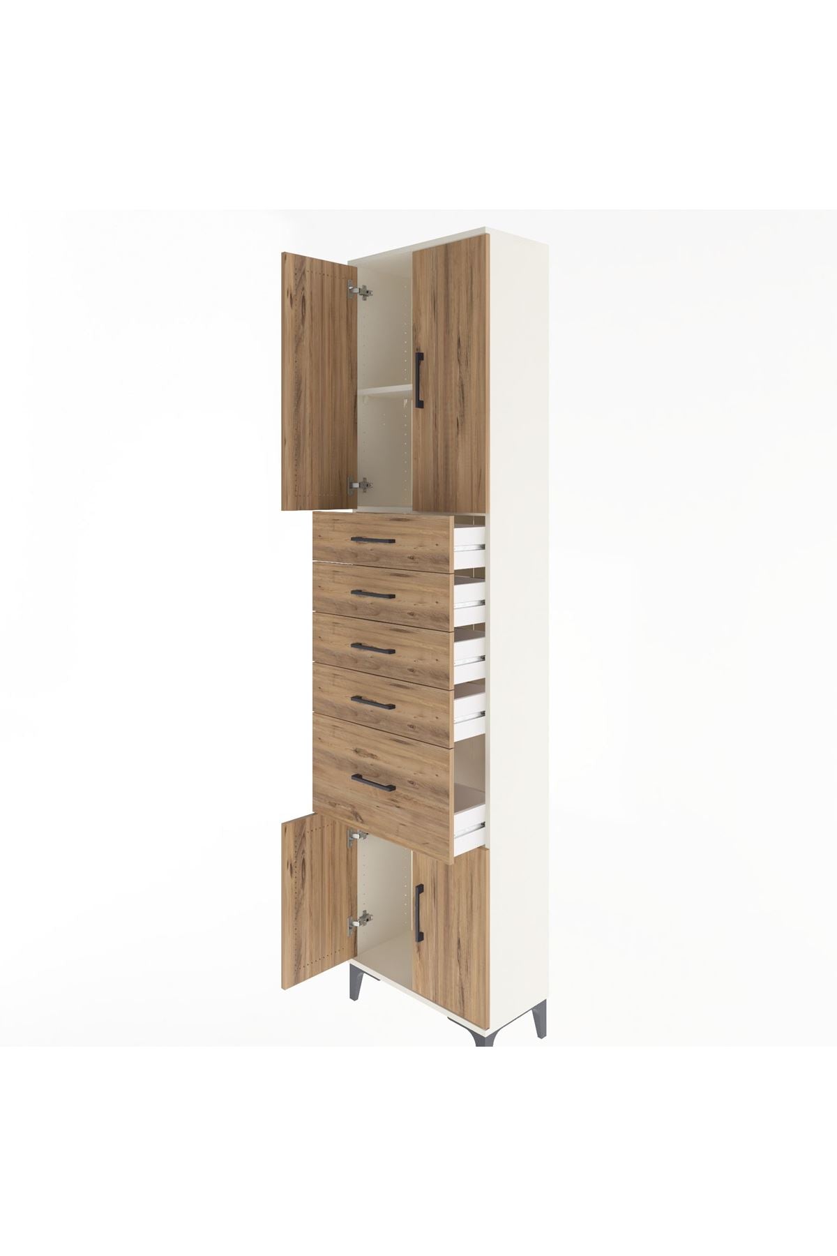 Arges Dolap 2 Raflı 5 Çekmeceli 4 Kapaklı 60x30x243 - S32M031V3A