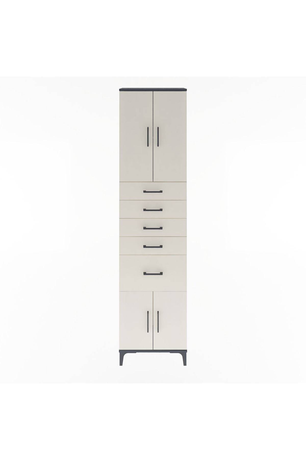 Arges Dolap 2 Raflı 5 Çekmeceli 4 Kapaklı 60x30x243 - S32M031V4A