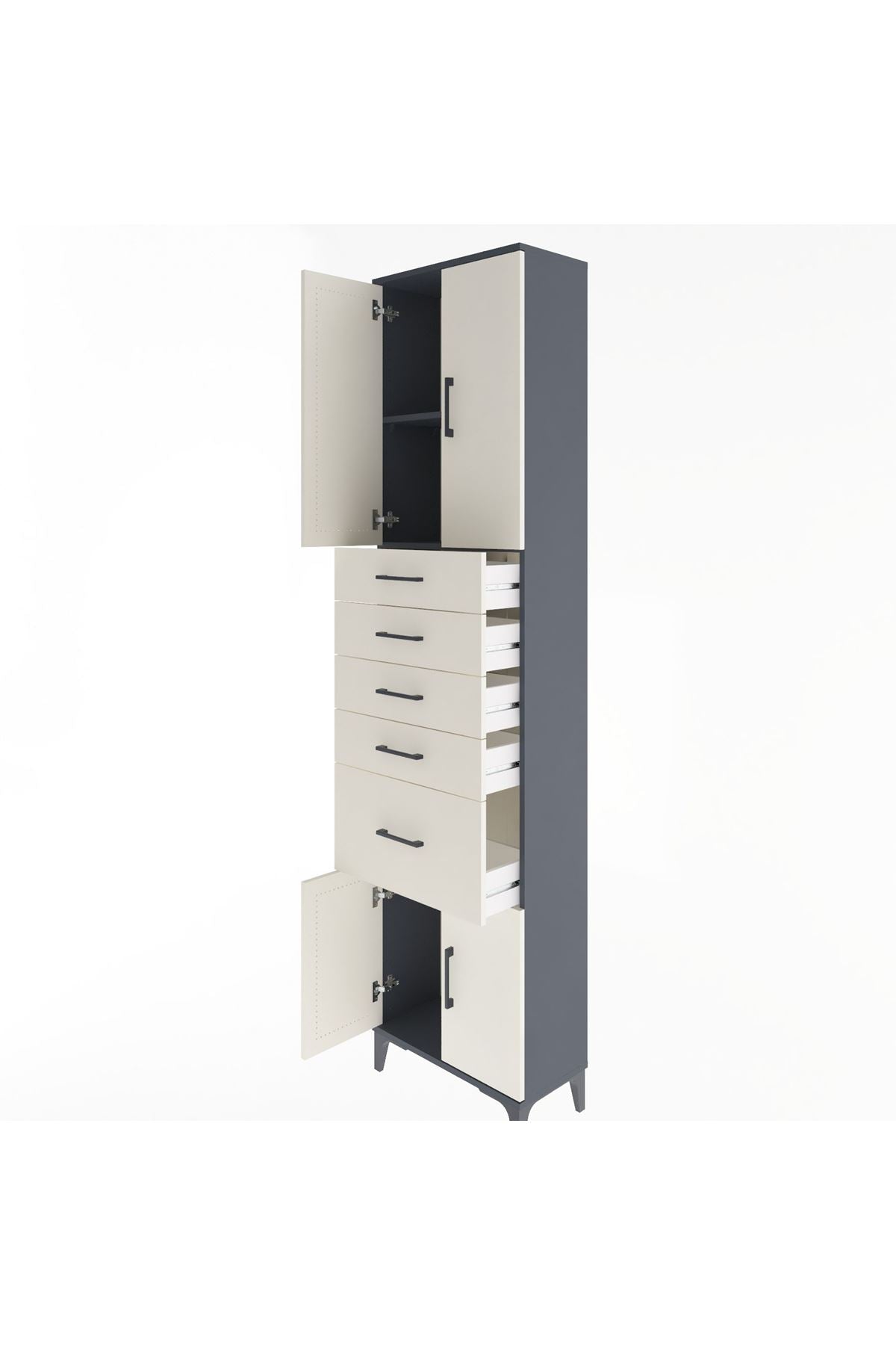 Arges Dolap 2 Raflı 5 Çekmeceli 4 Kapaklı 60x30x243 - S32M031V4A