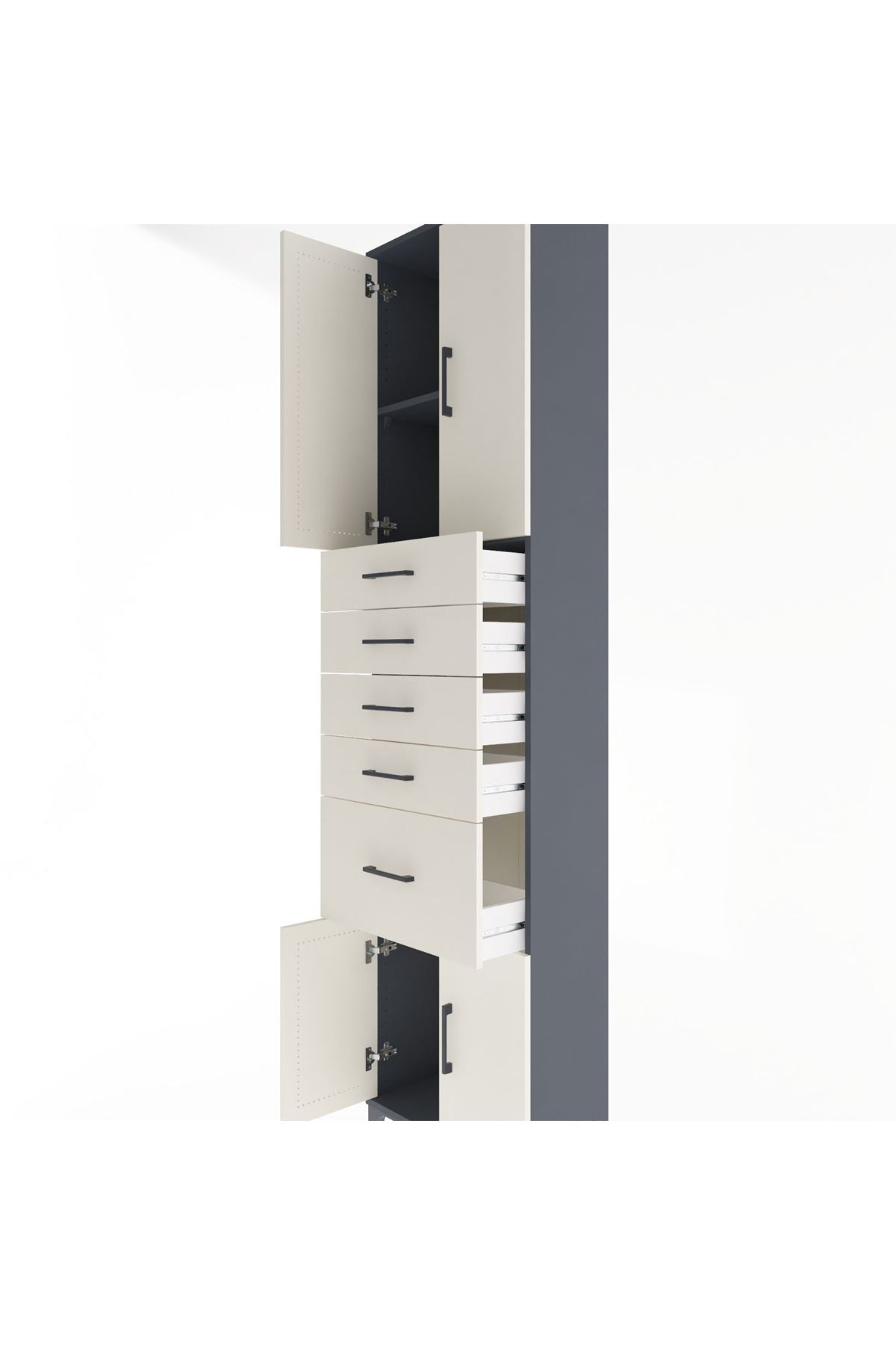 Arges Dolap 2 Raflı 5 Çekmeceli 4 Kapaklı 60x30x243 - S32M031V4A