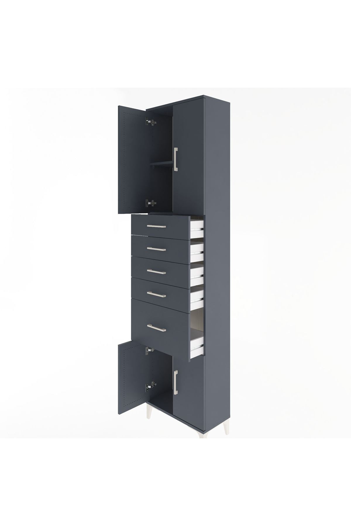 Arges Dolap 2 Raflı 5 Çekmeceli 4 Kapaklı 60x30x243 - S32M031V5A