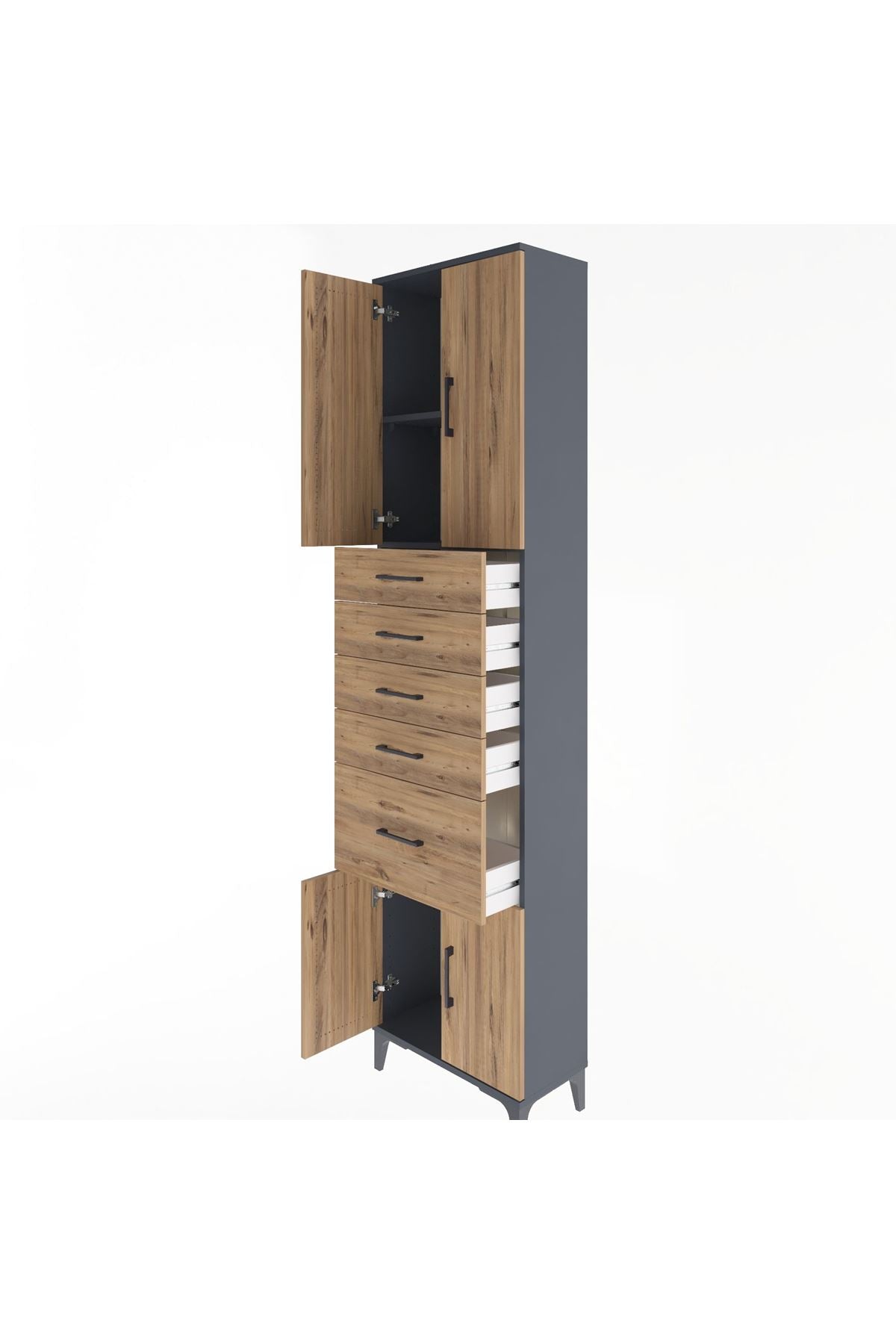 Arges Dolap 2 Raflı 5 Çekmeceli 4 Kapaklı 60x30x243 - S32M031V6A