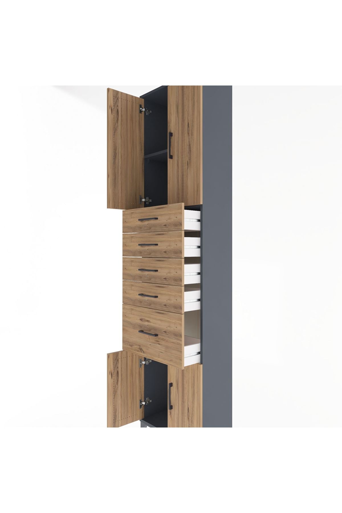 Arges Dolap 2 Raflı 5 Çekmeceli 4 Kapaklı 60x30x243 - S32M031V6A