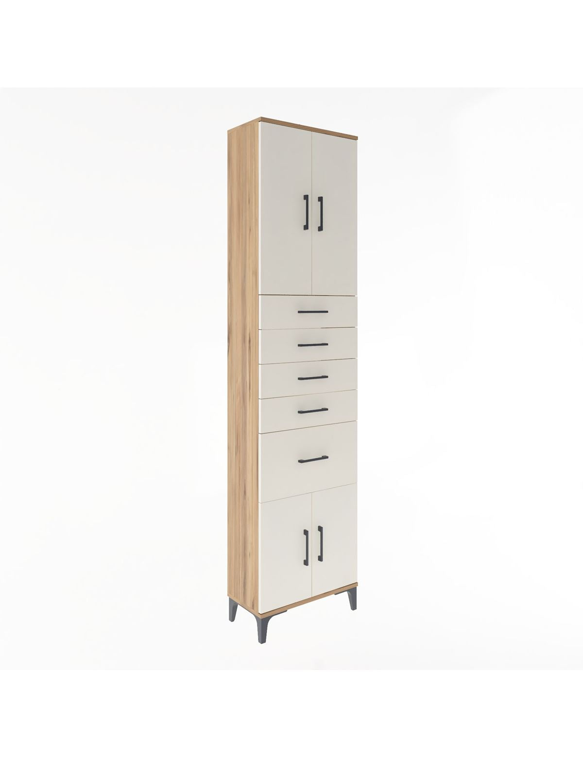 Arges Dolap 2 Raflı 5 Çekmeceli 4 Kapaklı 60x30x243 - S32M031V7A