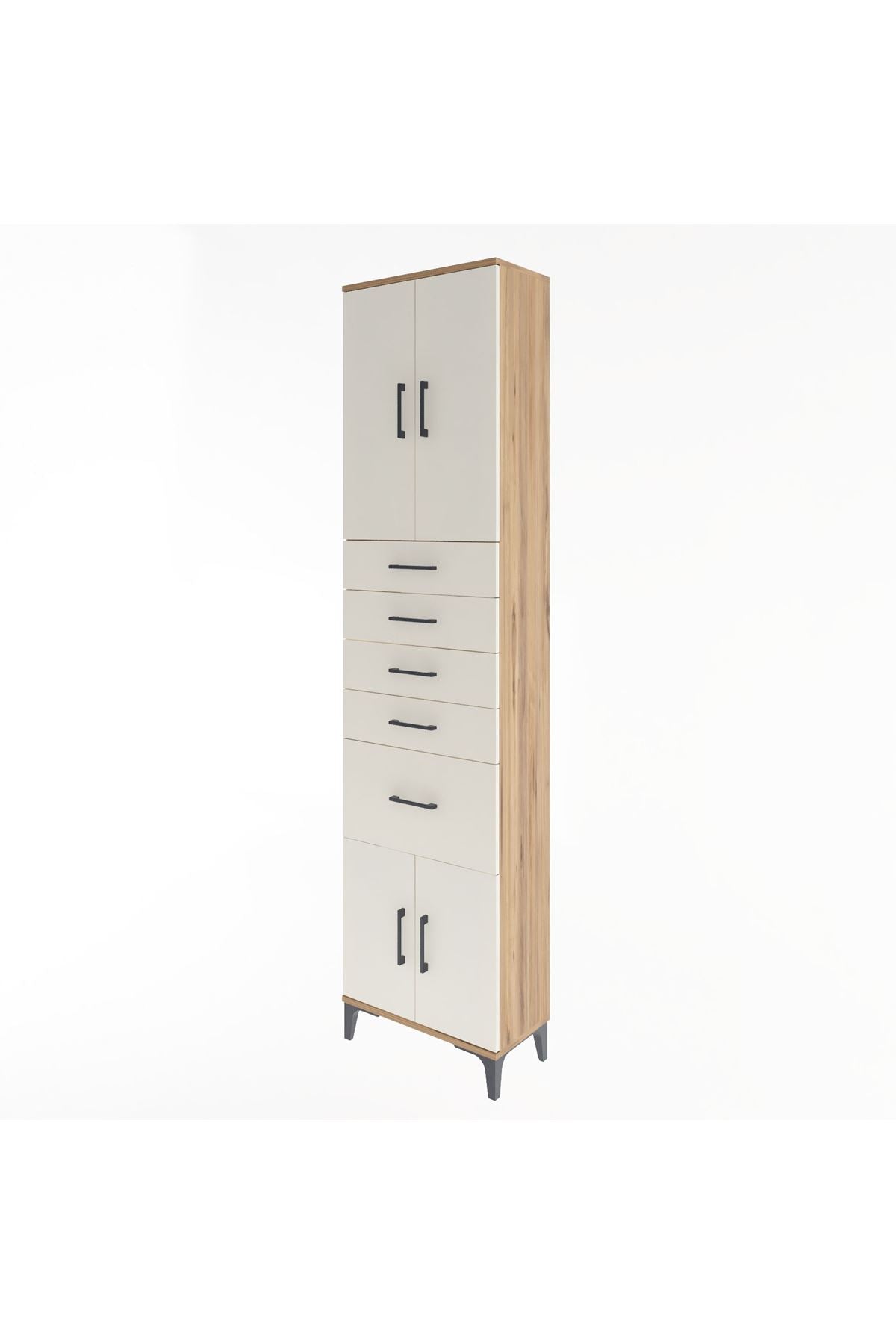 Arges Dolap 2 Raflı 5 Çekmeceli 4 Kapaklı 60x30x243 - S32M031V7A