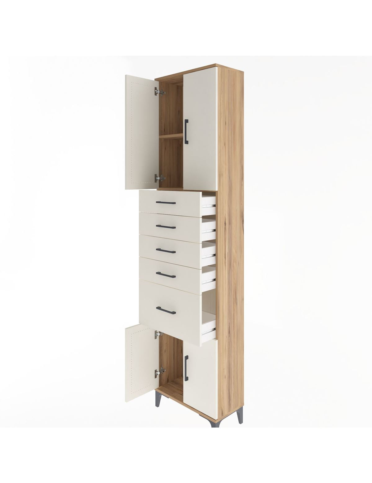 Arges Dolap 2 Raflı 5 Çekmeceli 4 Kapaklı 60x30x243 - S32M031V7A
