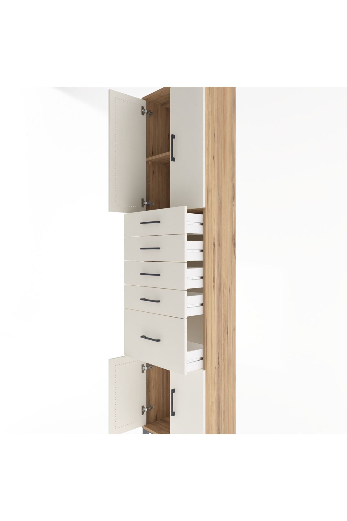 Arges Dolap 2 Raflı 5 Çekmeceli 4 Kapaklı 60x30x243 - S32M031V7A