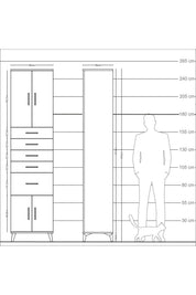 Arges Dolap 2 Raflı 5 Çekmeceli 4 Kapaklı 60x30x243 - S32M031V8A