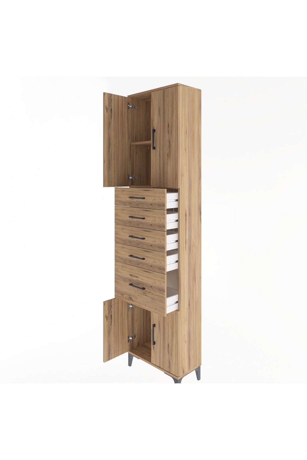 Arges Dolap 2 Raflı 5 Çekmeceli 4 Kapaklı 60x30x243 - S32M031V9A
