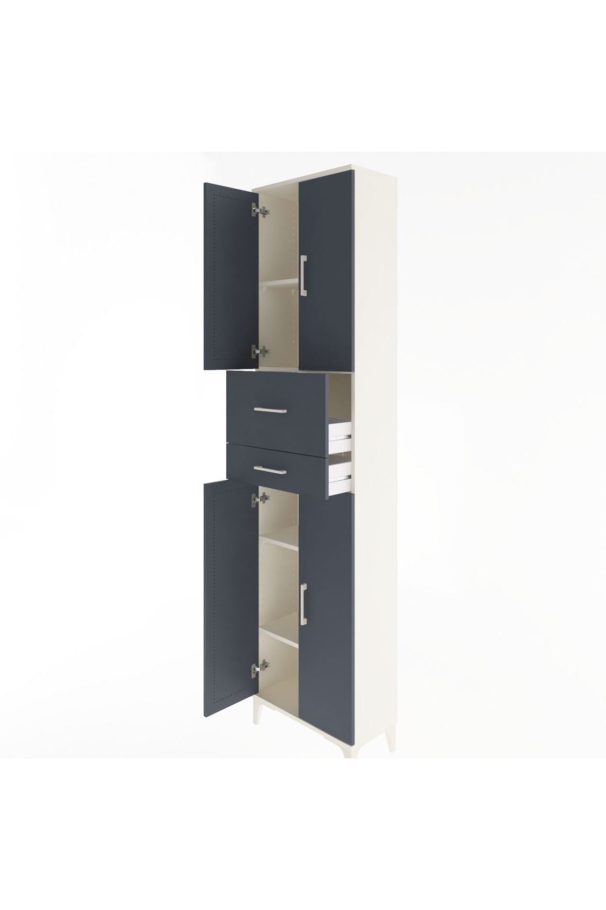 Arges Dolap 4 Raflı 2 Çekmeceli 4 Kapaklı 60x30x243 - S32M032V2A