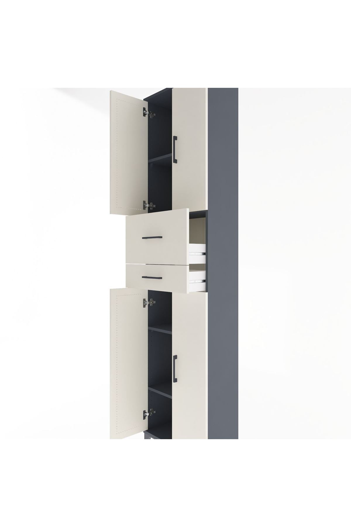 Arges Dolap 4 Raflı 2 Çekmeceli 4 Kapaklı 60x30x243 - S32M032V4A