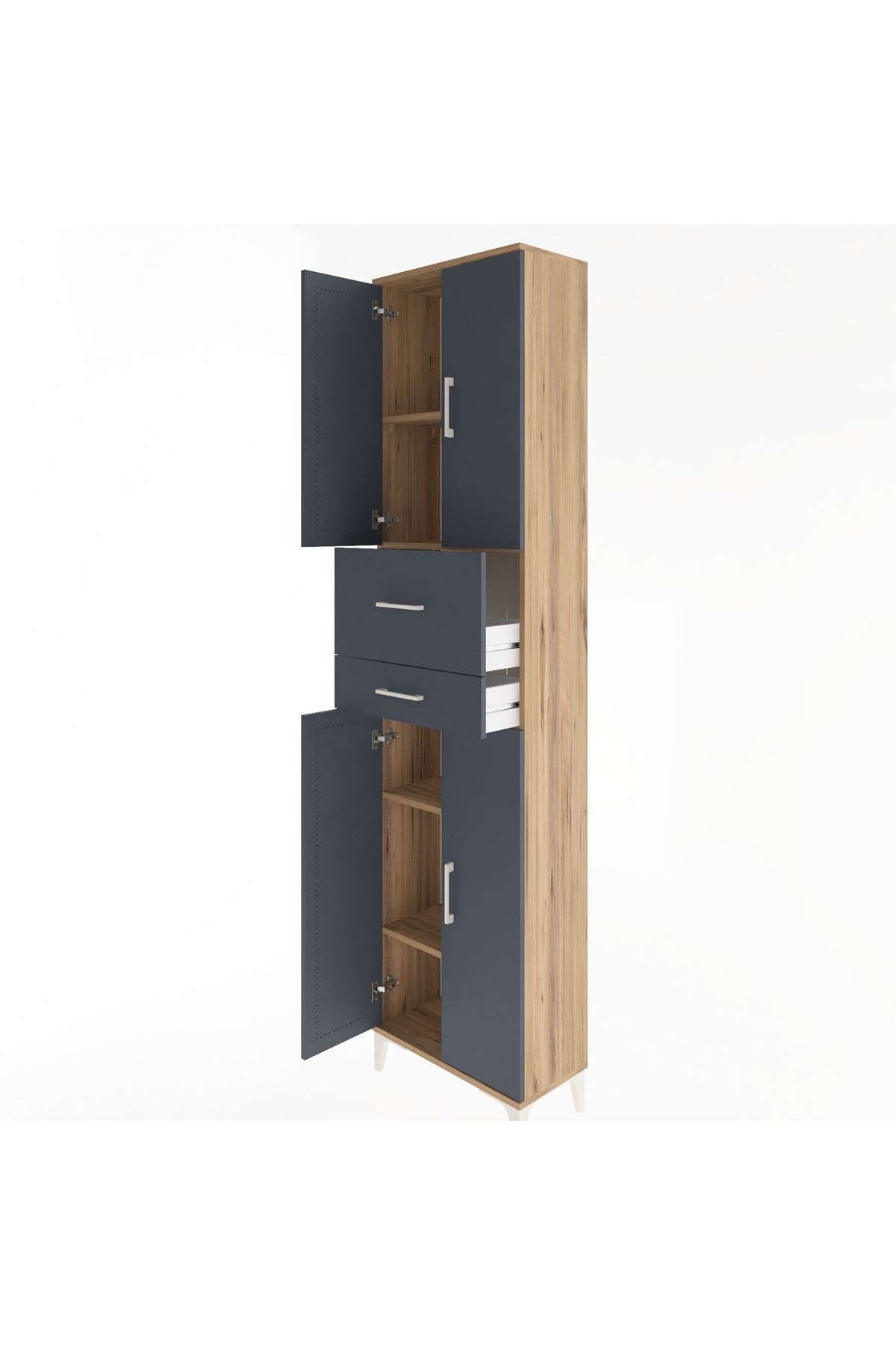 Arges Dolap 4 Raflı 2 Çekmeceli 4 Kapaklı 60x30x243 - S32M032V8A