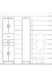 Arges Dolap 4 Raflı 3 Çekmeceli 4 Kapaklı 60x30x243 - S32M033V1A
