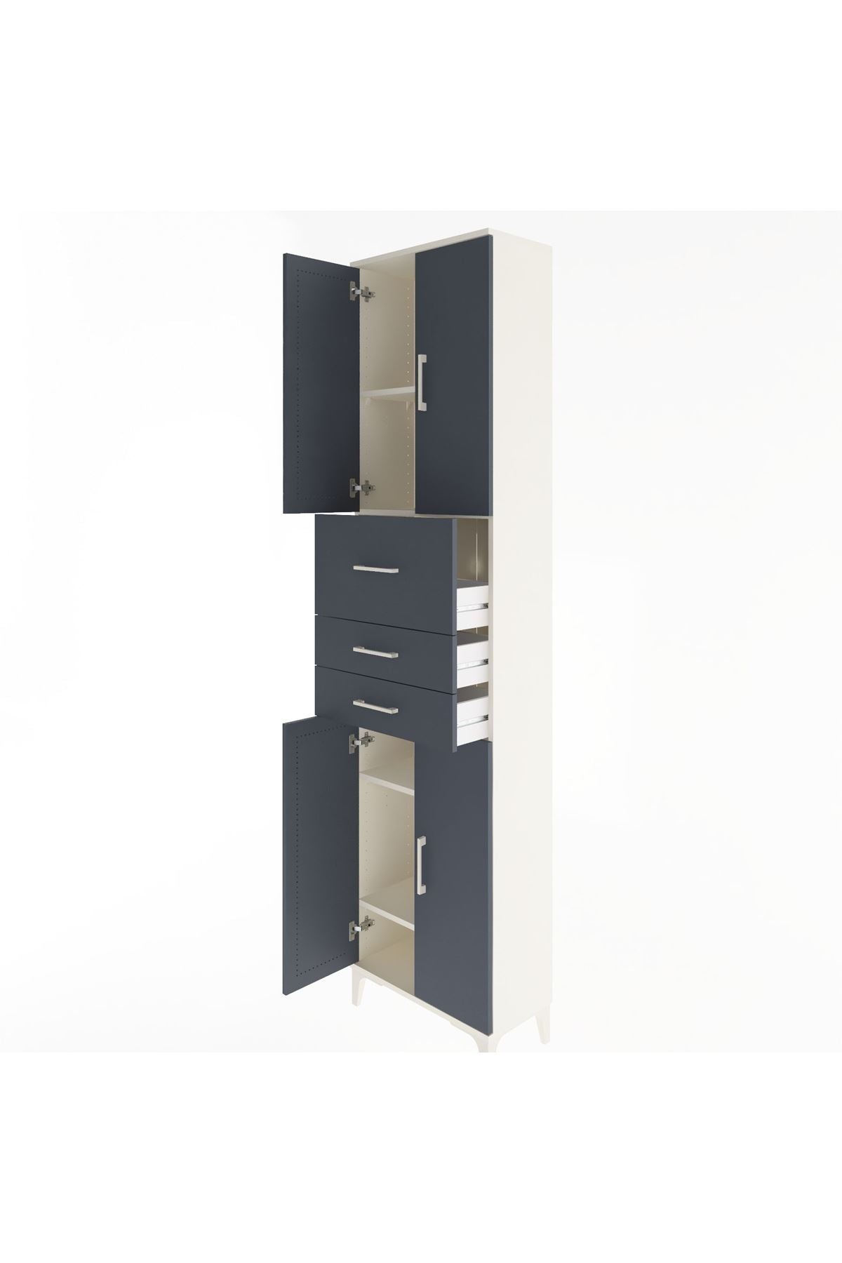 Arges Dolap 4 Raflı 3 Çekmeceli 4 Kapaklı 60x30x243 - S32M033V2A
