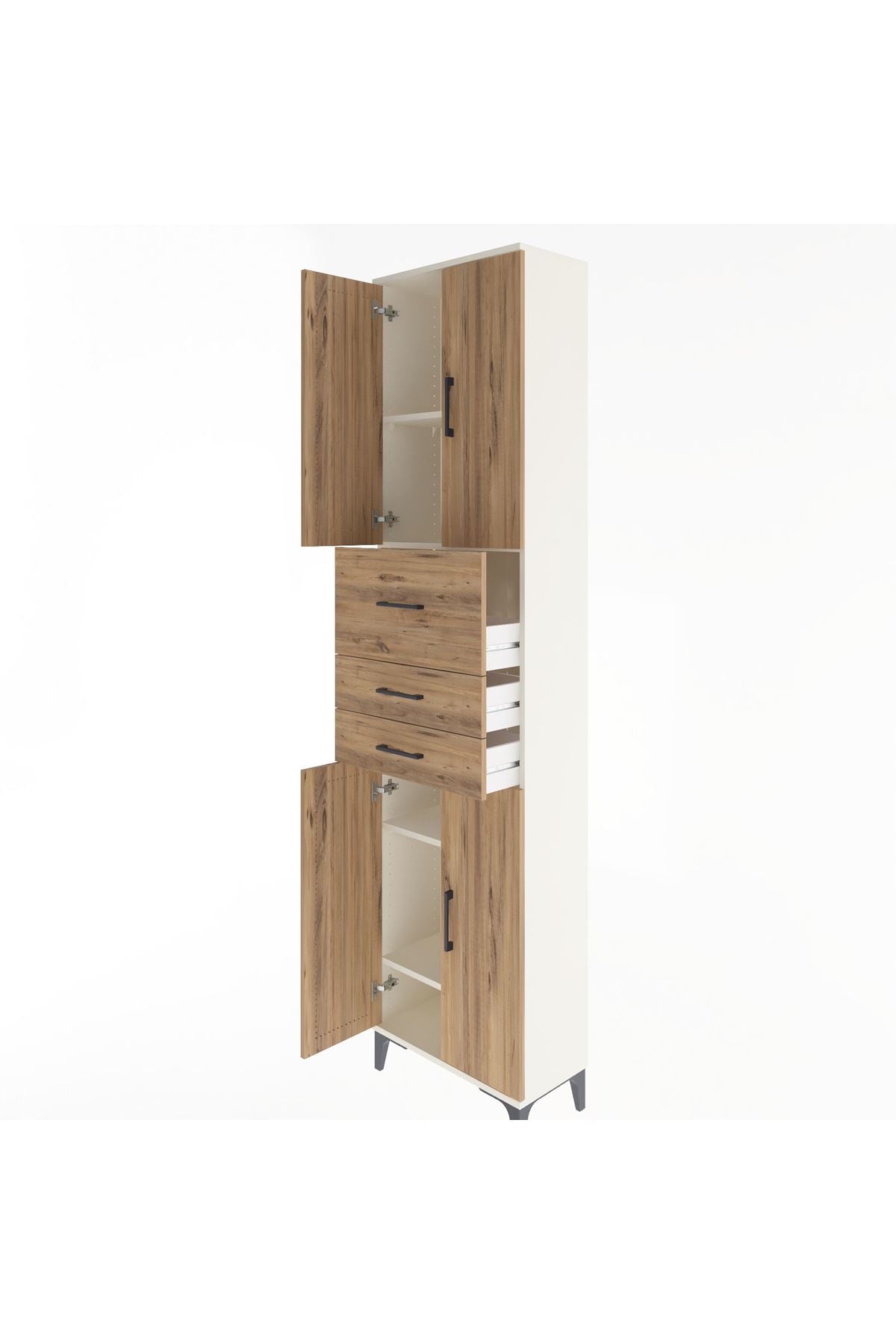 Arges Dolap 4 Raflı 3 Çekmeceli 4 Kapaklı 60x30x243 - S32M033V3A